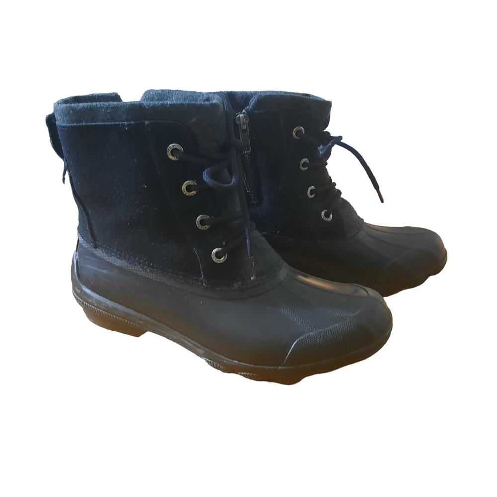 Sperry Womens Black Top Sider Syren Gulf Duck Snow Boots Size 6.5M
